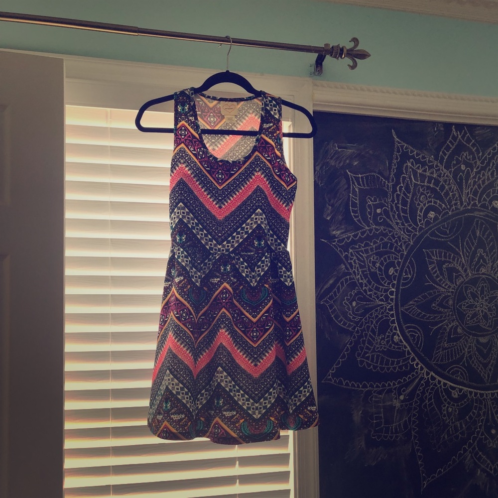 Colorful patterned mini dress from local boutique